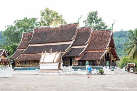 Xieng Thong Temple in Luang Prabang , Laosの写真素材