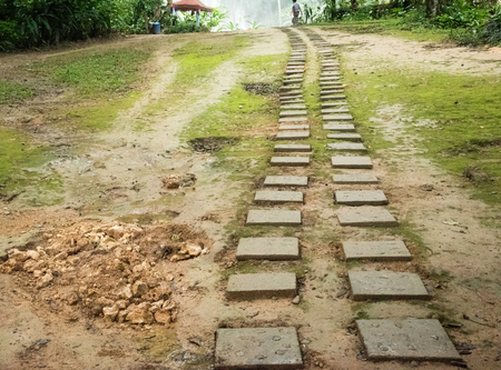 Stone pathway in the gardenの写真素材