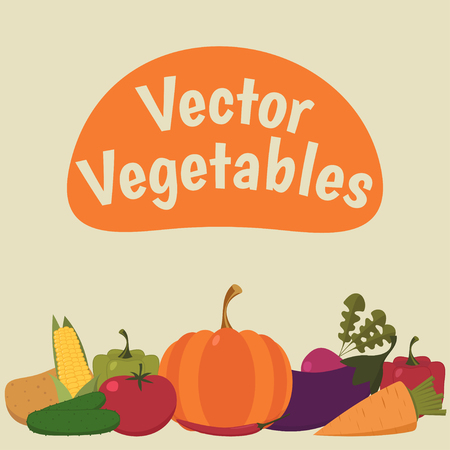 Fresh, colorful vegetables on a color backgroundのイラスト素材