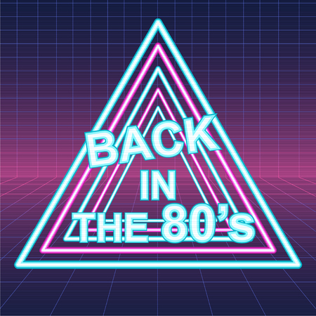 Retro Sci-Fi pattern. Vector pattern with neon gridsのイラスト素材