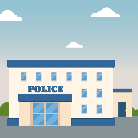 City police station department building on the background of sky and cloudsのイラスト素材