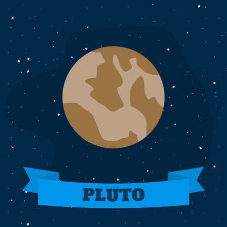 Pluto on a background of open space. Vector illustration in flat styleのイラスト素材