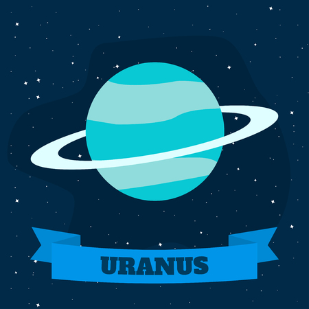Uranus on a background of open space. Vector illustration in flat styleのイラスト素材