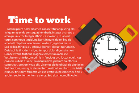 Time to work. Vector illustration in a flat styleのイラスト素材