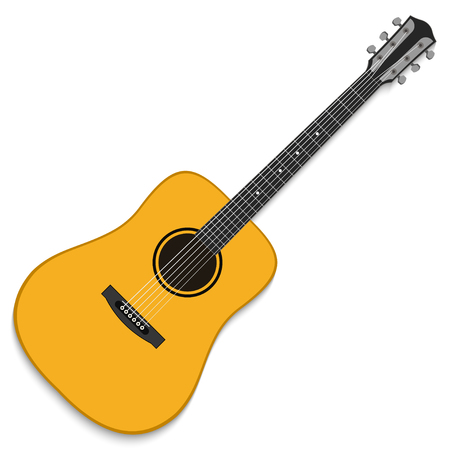 Musical instrument. Acoustic guitar isolated on white background. Vector illustrationのイラスト素材
