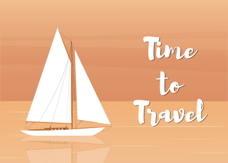 Sailboat in the open sea. Time to travel.のイラスト素材