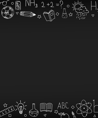 Back to school background. Doodles on a blackboard. Vector illustrationのイラスト素材