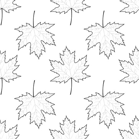 Autumn outline maple leaves seamless pattern. Vector illustrationのイラスト素材
