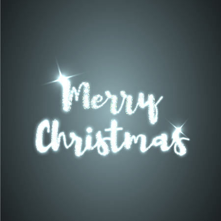 Merry Christmas. Shining text on dark background. Vector illustrationのイラスト素材