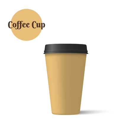 Realistic coffee cup isolated on a white background. Paper cup mockup. Vector illustrationのイラスト素材