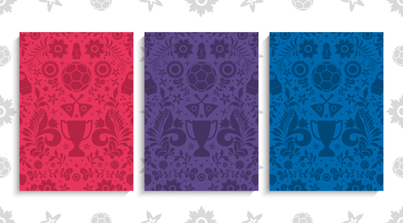 Background with russian patterns and elements. Templates for banner, card or poster. Football 2018. Vector illustrationのイラスト素材