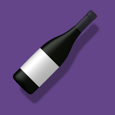 Realistic wine bottle isolated on violet background. Vector illustrationのイラスト素材