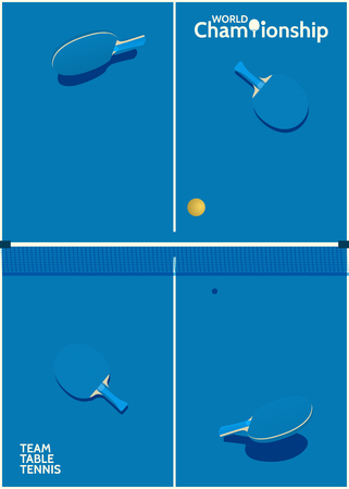 Template for poster, card or ticket. Racket for table tennis and ball. Vector illustrationのイラスト素材