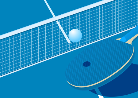 Template for poster, card or ticket. Racket for table tennis and ball. Vector illustrationのイラスト素材