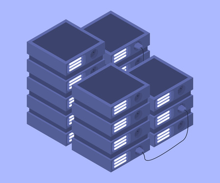 Database isometric concept. Cloud data storage. Vector illustrationのイラスト素材