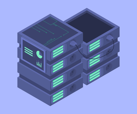 Database isometric concept. Cloud data storage. Vector illustrationのイラスト素材