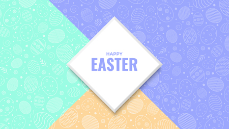 Easter geometric banner on easter colorful pattern background. Vector illustrationのイラスト素材