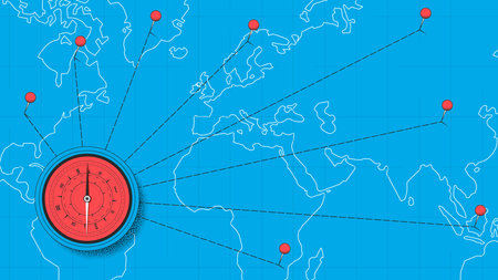 World map with compass. Travel concept. Vector illustration for banners, posters or web.