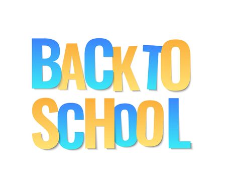 Back to school. Paper cut letters. Abstract typography design. Greeting card or poster template on white. Vector illustration.のイラスト素材