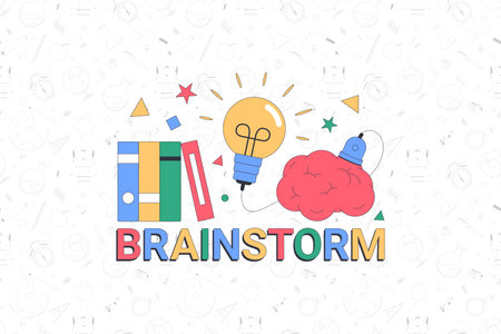 Back to school. Brainstorm. School banner template with typographic elements. Vector illustration