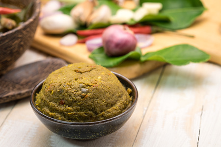 Delicious green chicken curry soup for local Thai hot and spicy foodの写真素材