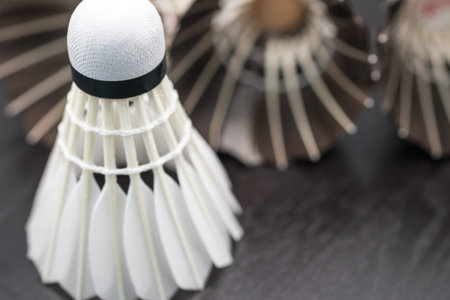 White and brown shuttlecocks for badminton game
