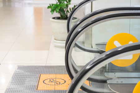 Image of escalator with signの写真素材