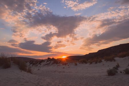 Romantic Sunset Beach shot at Elafonhsos Island, Greece.の写真素材