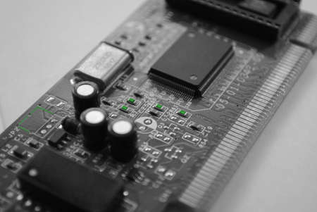 This is a close up of an electronic circuit boardの写真素材