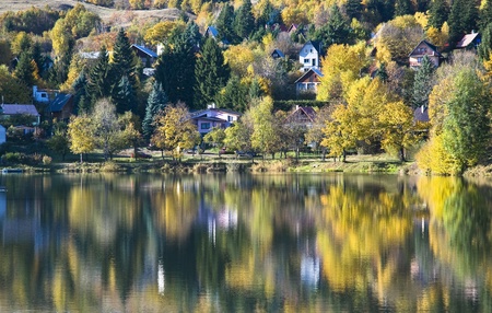 Mirror lake by fallの写真素材