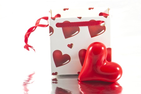 Valentines gift bag with heartの写真素材