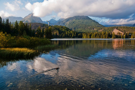 Beautiful mountain lake with reflection.