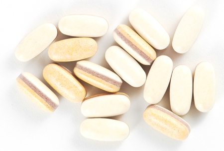 Probiotic pills on white backgroundの写真素材