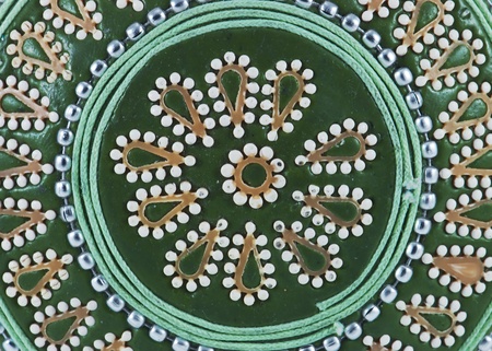 Green decorative background of jewellery boxの写真素材