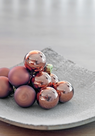 Christmas glass balls asked to bowlの写真素材