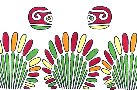 Futuristic colorful background. Two heads in the grass.の写真素材