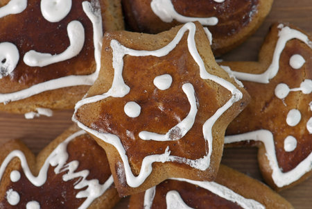 Smiling gingerbread. Decorated gingerbread cookies. 