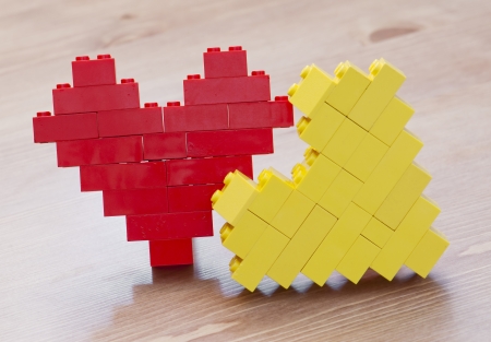 Hearts made of plastic bricksの写真素材