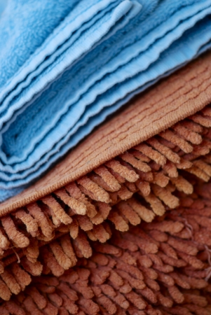 Two color blankets placed on each other.の写真素材