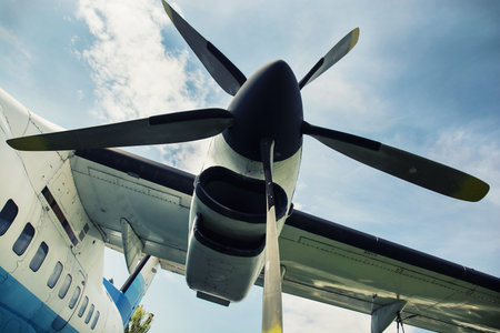 Close up of a engine propeller aircraft.