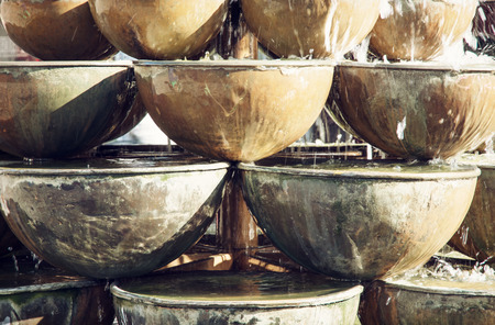 Fountain of round containers in Nuremberg city, Bavaria, Germany.の写真素材