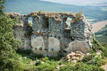 Ruins of the castle Gymes in Slovakia. Cultural heritage. Tourist destination.の写真素材