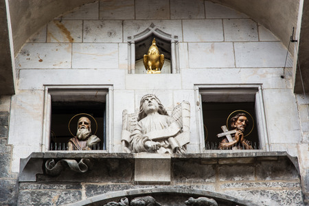 Famous astronomical clock in Prague, Czech republic. Detail view.のeditorial素材