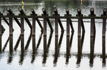 Ice guard on the Vltava river. Prague, Czech republic.の写真素材