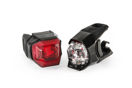 Safety lights for the bicycle on the white background.の写真素材