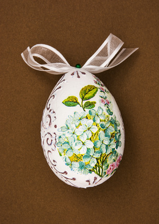 Painted Easter egg with the flowers theme. Spring time.の写真素材