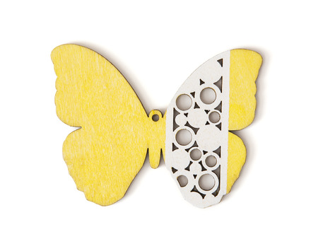 Isolated handmade yellow and white butterfly.の写真素材