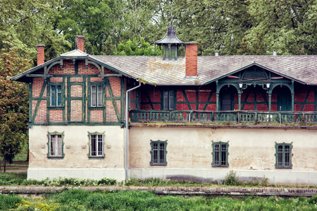 Old station building in Gyor. Hungary. Architectural theme.のeditorial素材