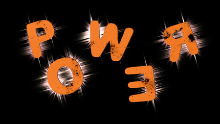 Orange title POWER on the black background. Stylish banner.