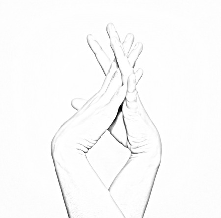 Sketch of entangled female hands. Tenderness and beauty.の写真素材